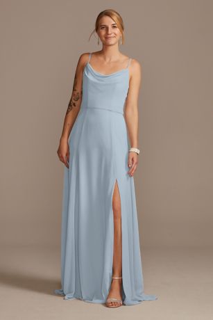 Celebrate DB Studio Cowl Neck Chiffon Dress with Slit